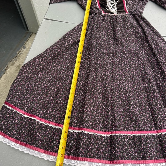 Gunne Sax Prairie Dress 70s Maxi Floral Lace Long Sleeves Vintage Renaissance - Picture 10 of 10